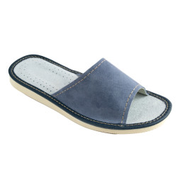 Hausschuhe aus Leder und Velours, Lederslipper für Damen