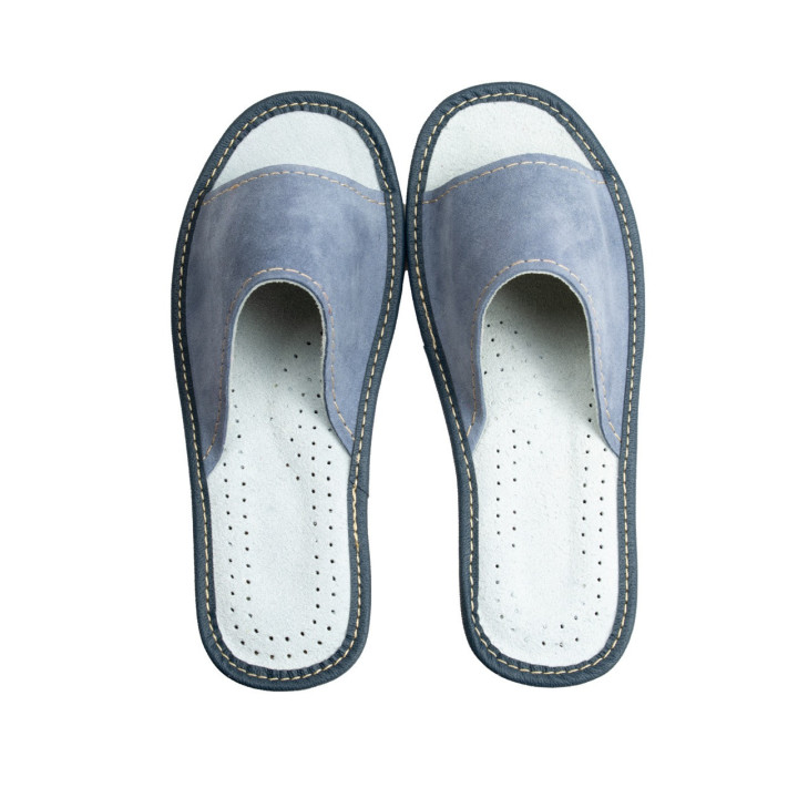 Hausschuhe aus Leder und Velours, Lederslipper für Damen