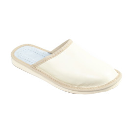 Beigefarbene, geschlossene Damenschuhe aus Leder, Damenschuhe aus Leder