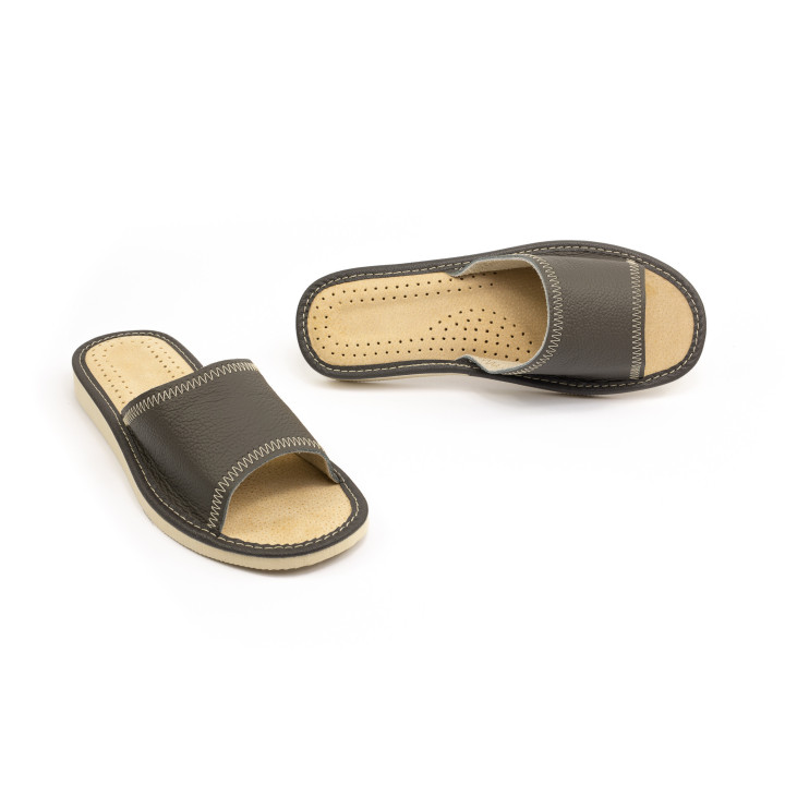 Damenpantoffeln aus 100 % Leder, PREMIUM-PRODUKT, hochwertiges Leder