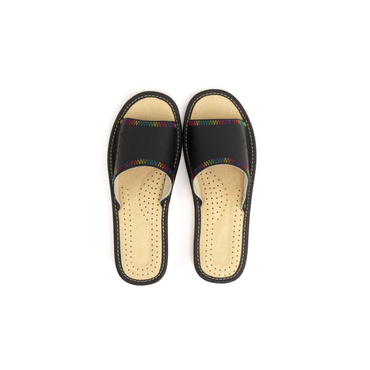 Damen-Lederpantoffeln, 100 % Leder, bunte Hausschuhe für Damen
