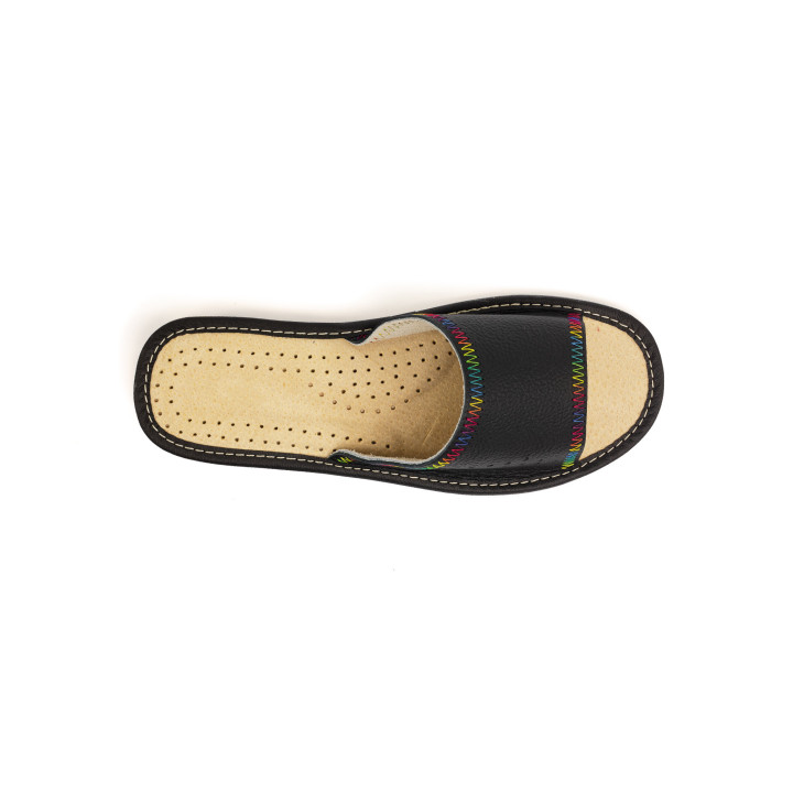 Damen-Lederpantoffeln, 100 % Leder, bunte Hausschuhe für Damen