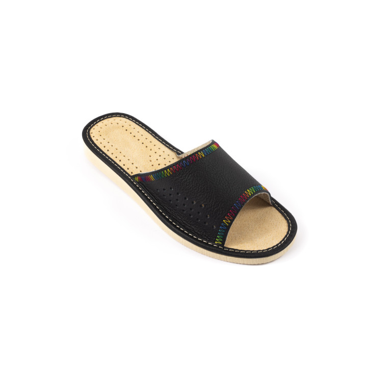 Damen-Lederpantoffeln, 100 % Leder, bunte Hausschuhe für Damen