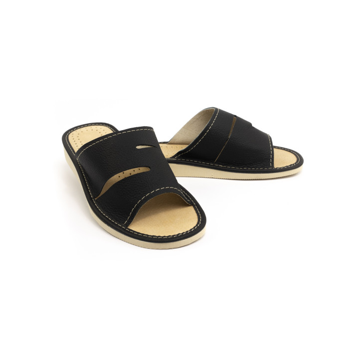 Damenpantoffeln aus 100 % Leder, Hausschuhe aus hochwertigem Naturleder