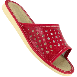Rote, günstige Hausschuhe, bequeme Damenslipper, Damenschuhe für zu Hause
