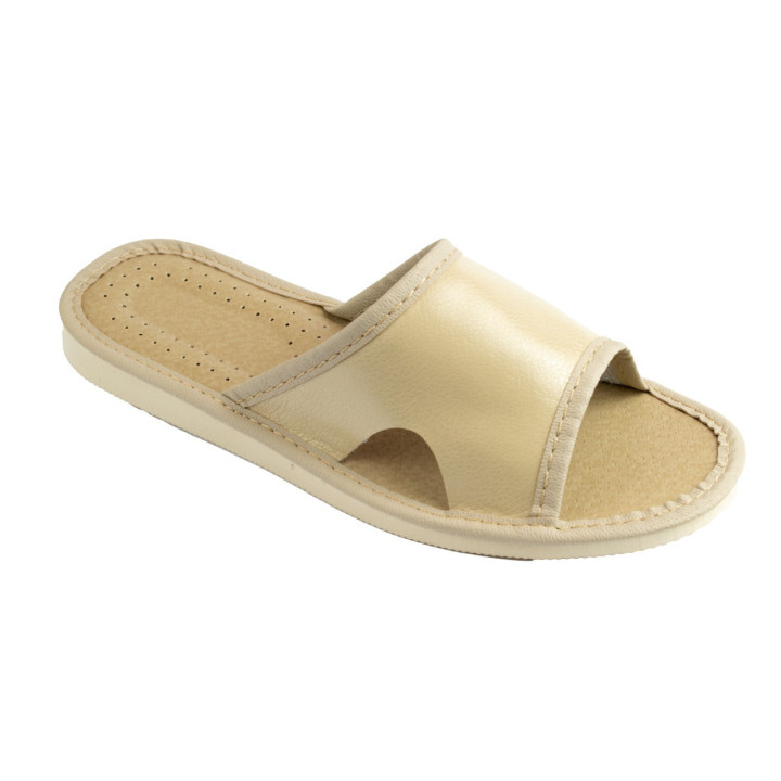 Damenschuhe mit Ausschnitten an den Seiten, beige Damenschuhe