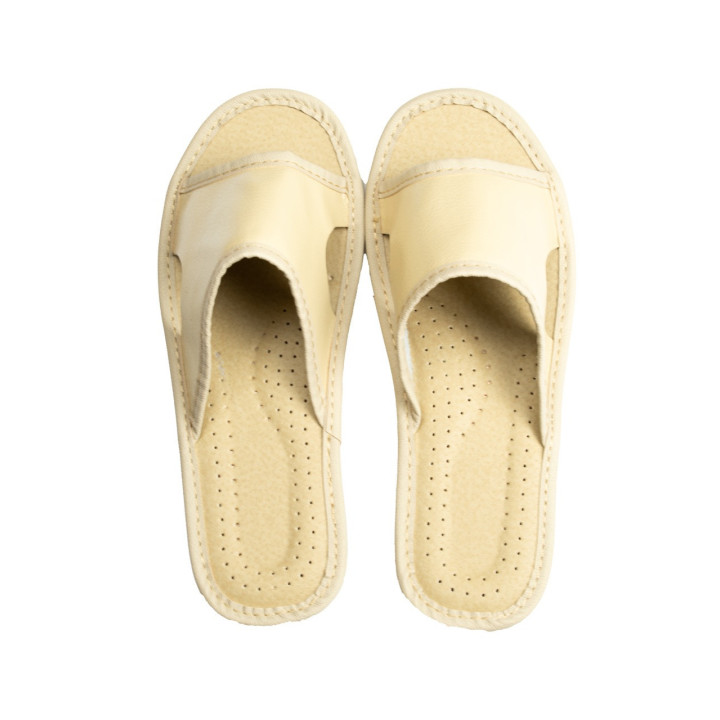 Damenschuhe mit Ausschnitten an den Seiten, beige Damenschuhe
