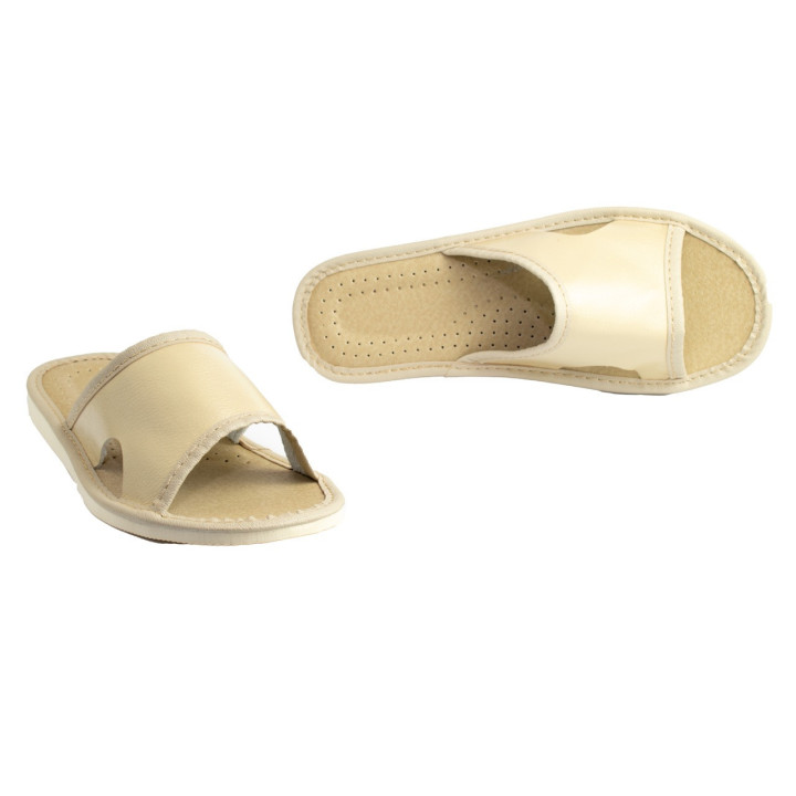Damenschuhe mit Ausschnitten an den Seiten, beige Damenschuhe