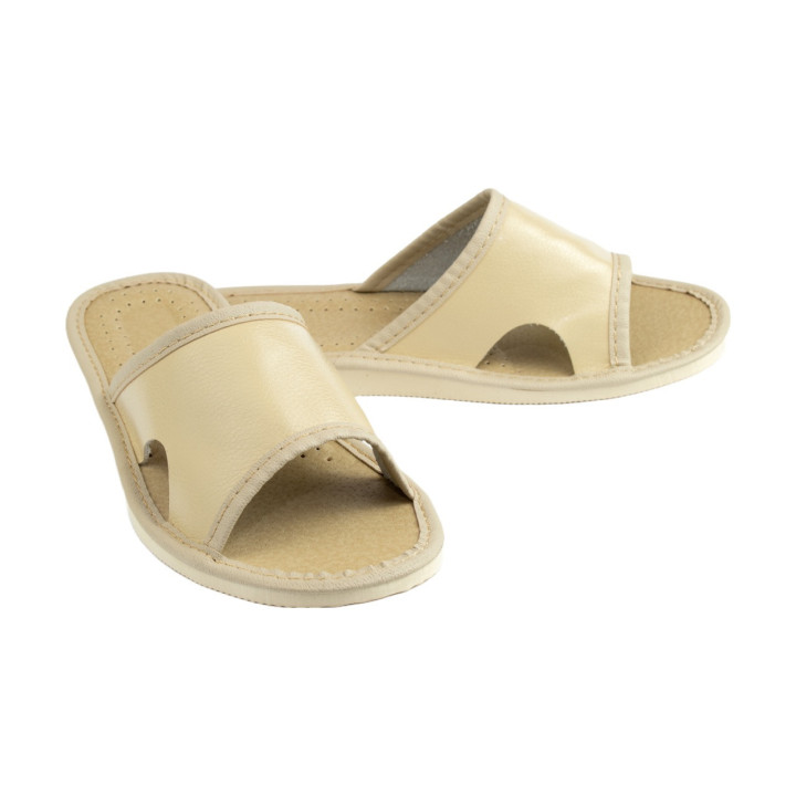 Damenschuhe mit Ausschnitten an den Seiten, beige Damenschuhe