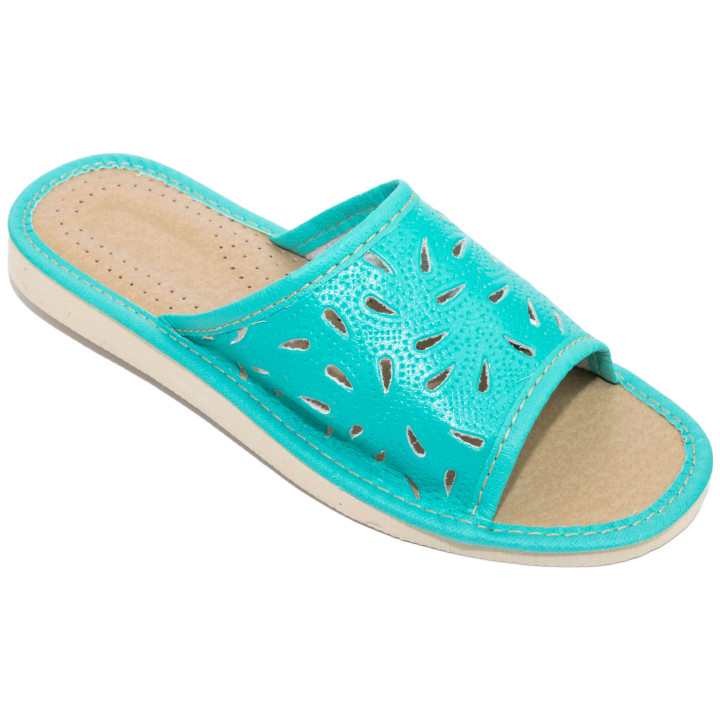 Grünliche Damenslipper, bequeme Hausschuhe, Damen-Zehensandalen