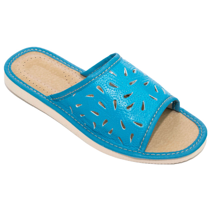 Blaue Damenschuhe, bequeme Hausschuhe, Damen-Pantoletten