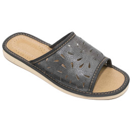 Graue Damenschuhe, bequeme Hausschuhe, Damen-Pantoletten