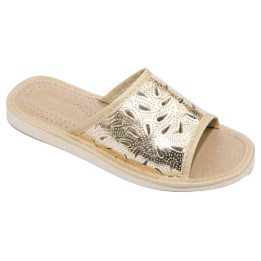 Goldene Damenschuhe, bequeme Hausschuhe, Damen-Sandalen