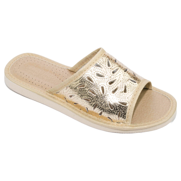 Goldene Damenschuhe, bequeme Hausschuhe, Damen-Sandalen