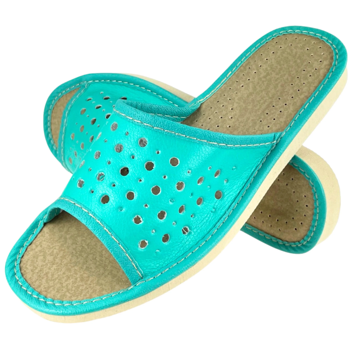 Grüne Hausschuhe, Gästeschuhe, bequeme Damenschuhe