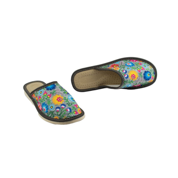 Geschlossene Damenschuhe mit Łowicz-Motiv, Hausschuhe aus Łowicz