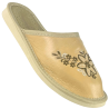 Geschlossene, beige Damenslipper mit Blumenmotiven, bequeme Damenslipper