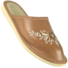 Geschlossene, braune Damenslipper mit Blumenmotiven, bequeme Damenslipper