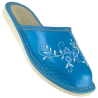 Geschlossene, blaue Damenslipper mit Blumenmustern, bequeme Damenslipper