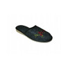 Dunkle Damen-Filzpantoffeln mit gestickter Blume, warme Hausschuhe