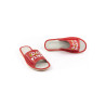 Rote Pantoffeln aus Leder für die Oma, Damenschuhe mit der Aufschrift „Super Oma“