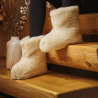 Weiße Wollpantoffeln für Damen und Herren, traditionelle Wollhausschuhe aus den Bergregionen
