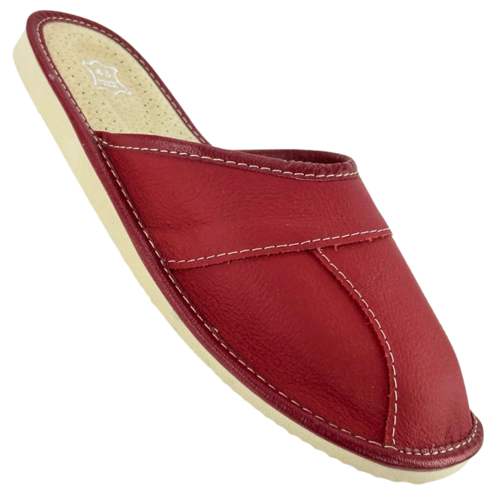 Rote Lederslipper für Herren, strapazierfähige Herrenslipper aus verschiedenen Elementen