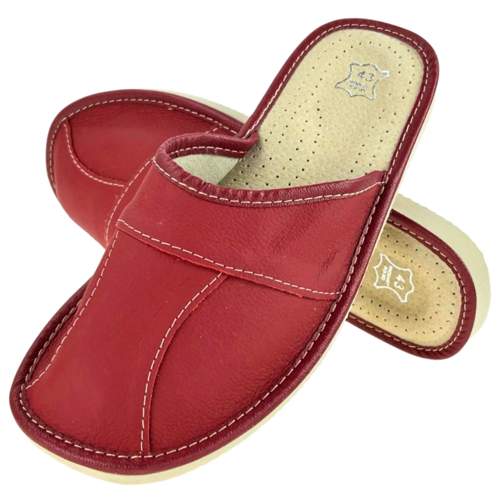 Rote Lederslipper für Herren, strapazierfähige Herrenslipper aus verschiedenen Elementen
