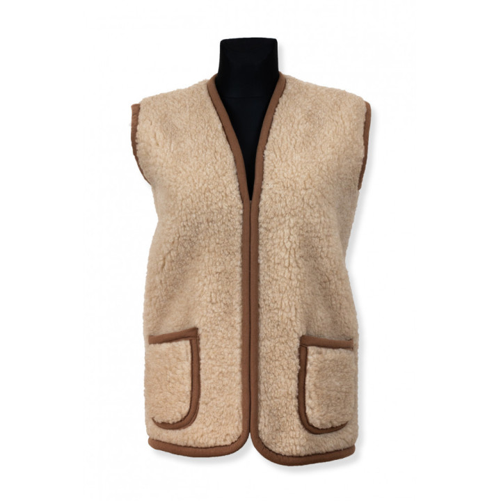 Beigefarbene Standardweste, Unisex-Wollweste