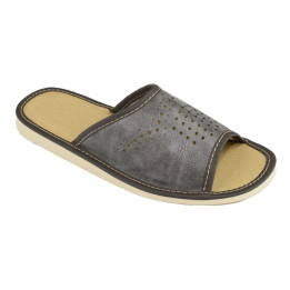 Offene Herrenslipper, Hausschuhe für Herren mit dem Motiv „Krone“
