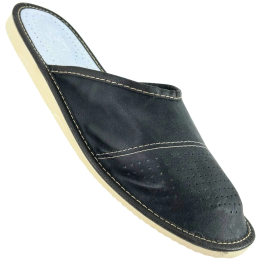 Graue Herren-Slipper aus Leder mit profiliertem Fußbett