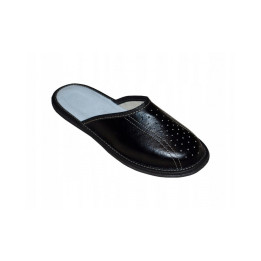 Schwarze Hausschuhe aus Leder für Herren, Lederslipper für Herren