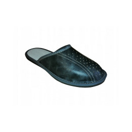 Graue Herren-Hausschuhe aus Leder, Herren-Lederslipper