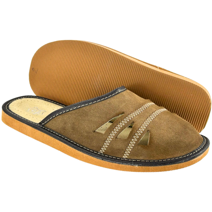 Geschlossene Herren-Slipper aus Velours, strapazierfähige Herrenslipper