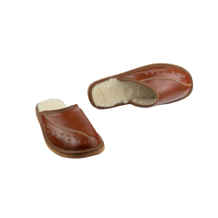 Gefütterte Herrenslipper, hellbraune Herrenslipper für zu Hause, geräuscharm
