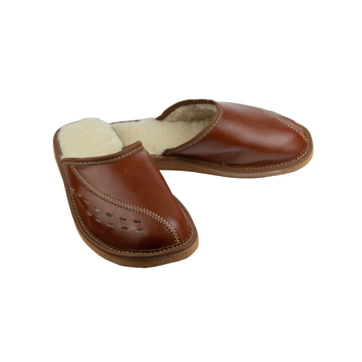Gefütterte Herrenslipper, hellbraune Herrenslipper für zu Hause, geräuscharm
