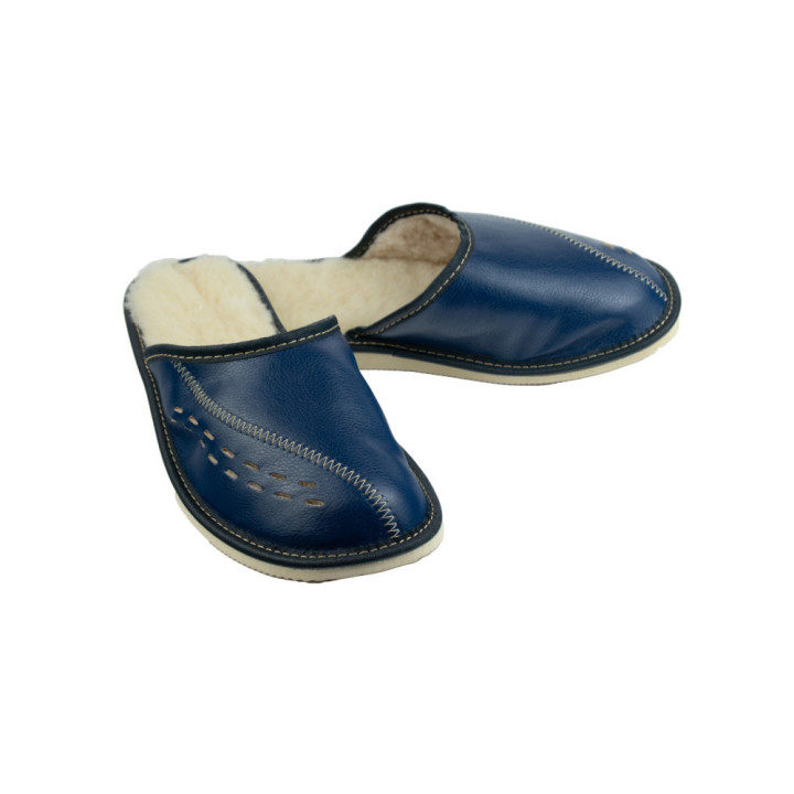Dunkelblaue Herren-Winterschuhe, gefütterte Herren-Hausschuhe