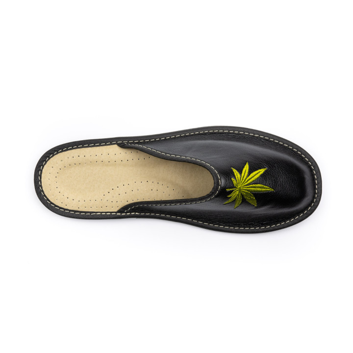 Lustige Herrenslipper, schwarze Hausschuhe „Zioło“