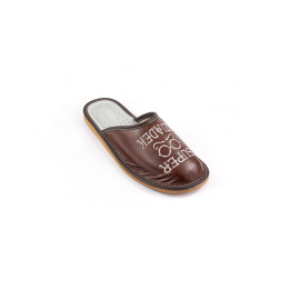 Braune Pantoffeln aus Leder mit der Aufschrift „Super Opa“, Herrenschuhe für den Großvater