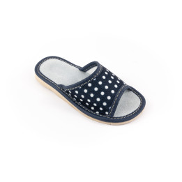 Kinderhausschuhe mit Punkten, marineblaue Kinderschuhe