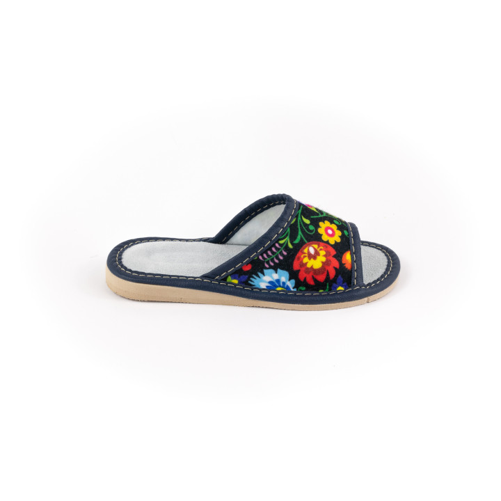 Kinderschuhe mit Łowicz-Motiv, Kinder-Leder-Hausschuhe