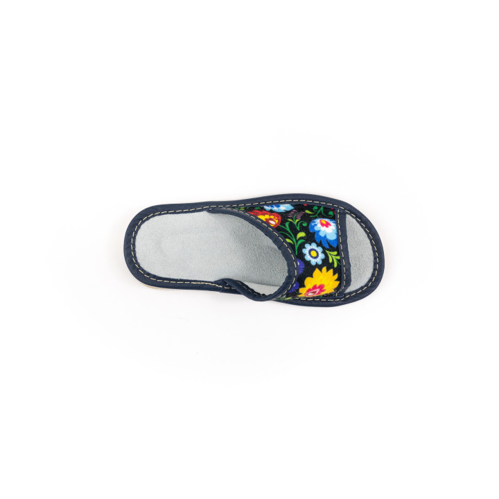 Kinderschuhe mit Łowicz-Motiv, Kinder-Leder-Hausschuhe