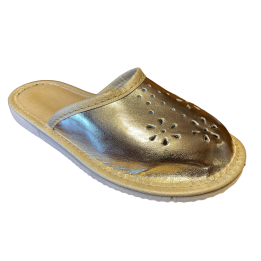 Goldene geschlossene Kinderschuhe, geformte Kinderslipper