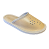 Beigefarbene, schlichte Kinderslipper, Hausschuhe mit Blumenmuster