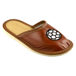 Braune Jungen-Hausschuhe mit Ballmotiv, Kinderschuhe