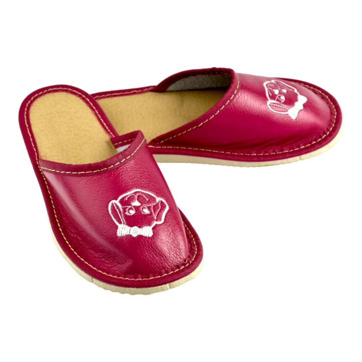 Lila Kinderschuhe mit Hundemotiv, Hausschuhe für Kinder