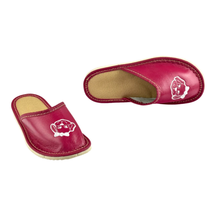 Lila Kinderschuhe mit Hundemotiv, Hausschuhe für Kinder
