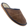 Braune Herren-Hausschuhe aus Wildleder, Herren-Pantoffeln aus Veloursleder