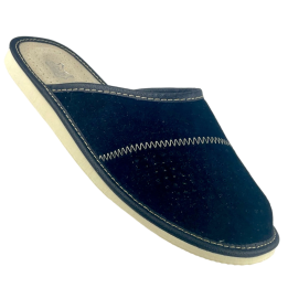 Schwarze Herren-Pantoffeln aus Wildleder, Herren-Pantoffeln aus Veloursleder