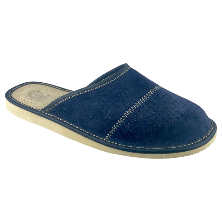 Dunkelblaue Herrenslipper aus Wildleder, Herrenslipper aus Veloursleder